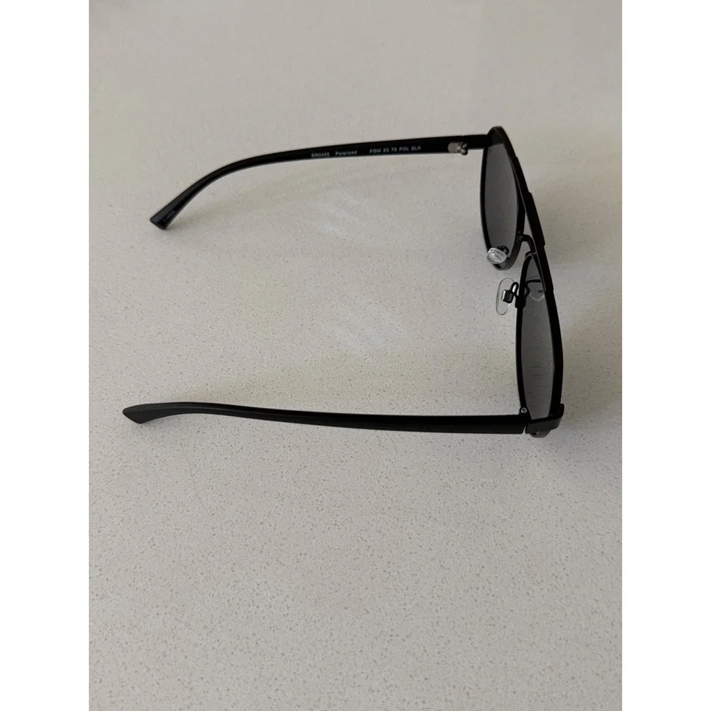Foster Grant SR0425 Mens Black Polarized Aviator Sunglasses Double Bridge